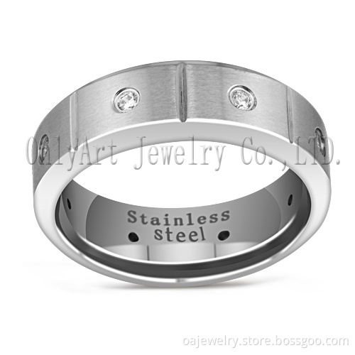 AAA Cubic Zircon Handset on Steel Surgical Ring (OATR0346)